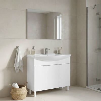 Шкафчик для ванной с раковиной и зеркалом, Purus / Пурус SO'HOME