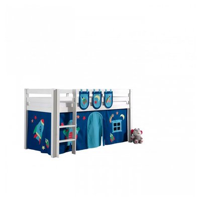 PINO Lit sureleve  avec sommier + Rideau de lit Astro + 3 pochettes VIPACK