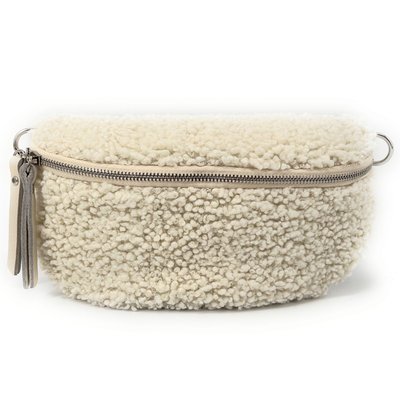 Sac banane en cuir et tissu peluche LOU PILOU SILVER OH MY BAG