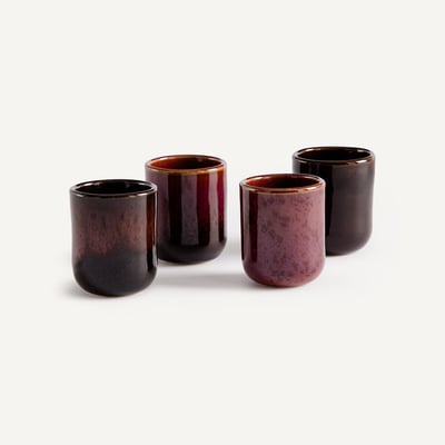 Set of 4 Zouro Small Cups in Glazed Stoneware AM.PM