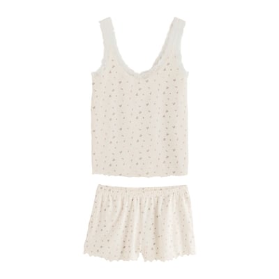 Pyjama short et caraco en dentelle coton NEXT