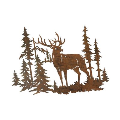 Décoration mural en métal sapins et cerf AUBRY GASPARD