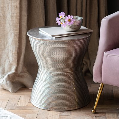 Kolar Antique Embossed Drum Side Table SO'HOME