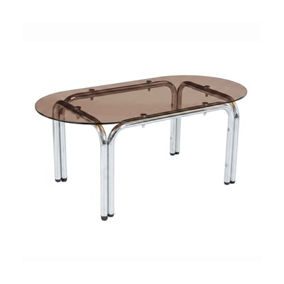 Table basse en verre trempé ovale et structure chrome 110x55 cm, LEWIS OVIALA