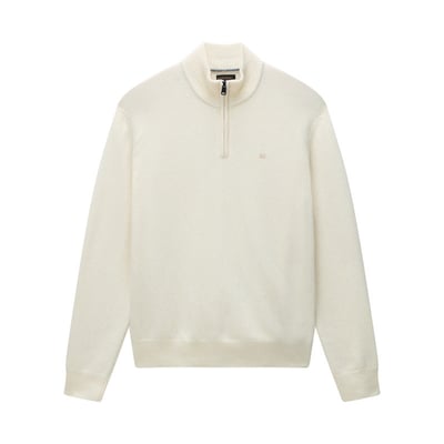 Pull en laine mélangée beige uni avec une coupe droite et un col camionneur NAPAPIJRI