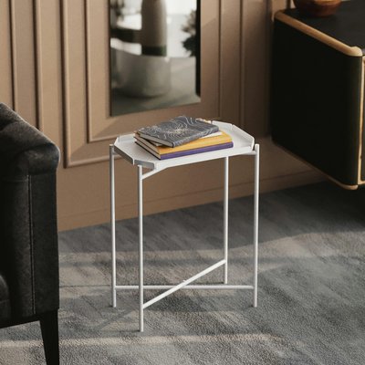 Petite table d’appoint blanche, plateau rectangulaire SFAX PIER IMPORT