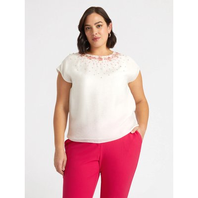 Blouse avec riche broderie de sequins transparents sur le décolleté dégradé FIORELLA RUBINO
