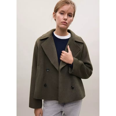 Manteau laine mélangée double boutonnage MANGO TEEN