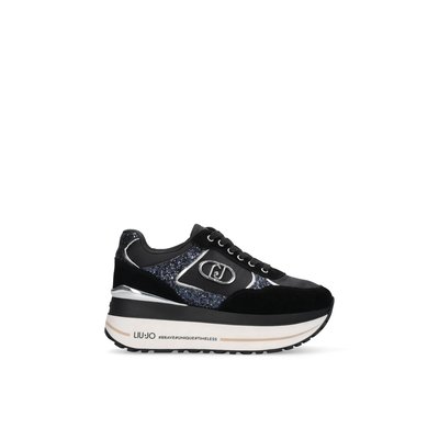 Sneakers à plateforme épaisse en glitter et en nylon LIU JO