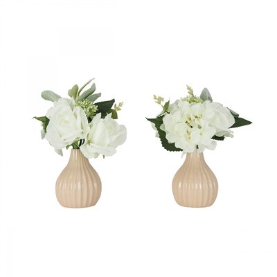 Bouquet artificiel de fleurs blanches en pot 25cm lot de 2 LIGNE DECO