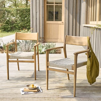 Fauteuil de jardin en teck massif et cordage beige (lot de 2)  LIVIE BERAH GETAH