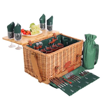 Panier picnic cuir Saint-honoré 4 pers LES JARDINS DE LA COMTESSE