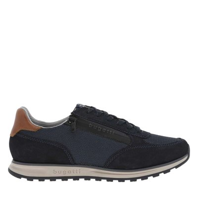 Sneakers marine à talon plat et à lacets plats avec zip caché BUGATTI