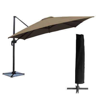 Parasol déporté avec housse, 3x3m, MOLOKAI HAPPY GARDEN