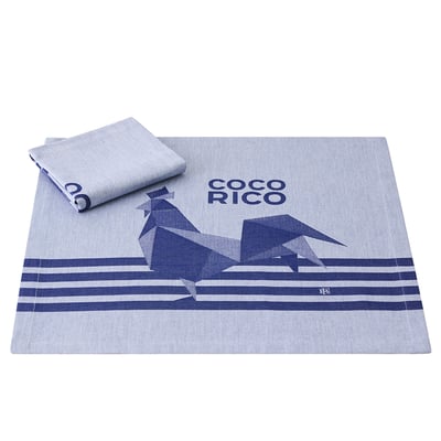 Lot de 2 serviettes en Coton, COCO-RICO LE JACQUARD FRANCAIS
