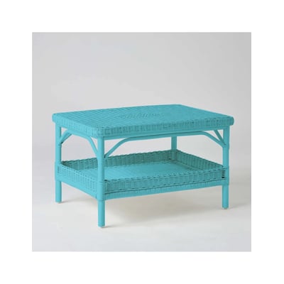 Table basse rectangulaire en rotin PRIMAVERA laqué bleu azur KOK