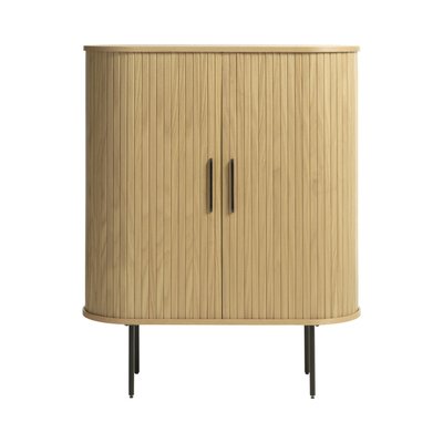Buffet haut aux angles arrondis en bois et métal H118cm - ALICIA DRAWER