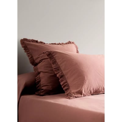 Deux taies d’oreiller en coton lavé avec volant en mousseline effilochée 50×75 cm MANGO HOME