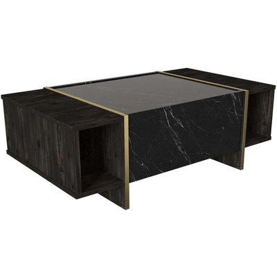 Table basse en aggloméré imitation marbre noir Veyron HANAH HOME