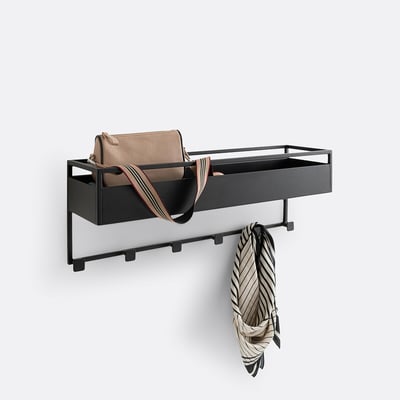 Miva Coat Hook Shelf with 6 Steel Metal Hooks LA REDOUTE INTERIEURS