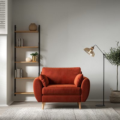 Ada Scandi Velvet Snuggle Chair with Light Wood Legs SO'HOME