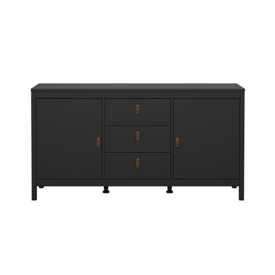 Buffet 2 portes et 3 tiroirs noir mat L151cm - BARCELONE CALICOSY