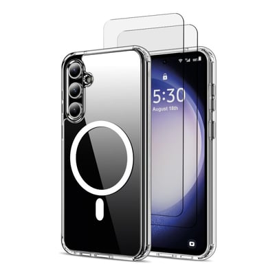 Coque Anti-choc Magnétique compatible Magsafe pour Galaxy S23 Fe Transparente + 2 vitres EVETANE