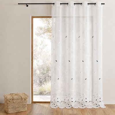 Voilage brodé feuilles avec bas festonné HOME MAISON