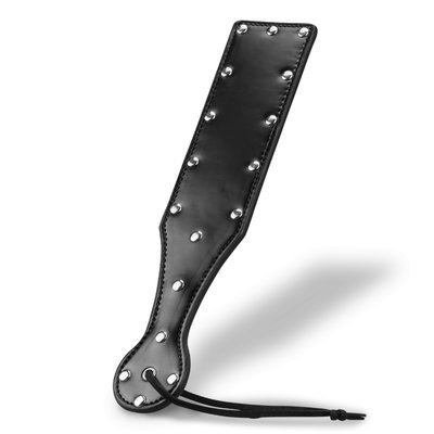 Paddle BDSM noir cuir et rivets LOVE AND VIBES