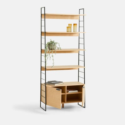 Estantería de roble chapado y acero inoxidable, altura 190 cm, WATFORD LA REDOUTE INTERIEURS