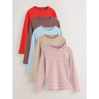 T-shirt côtelé à manches longues, lot de 5 NEXT