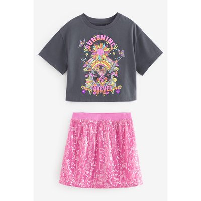Jupe à sequins et t-shirt, ensemble NEXT