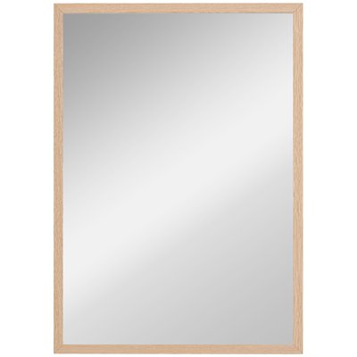 Miroir mural rectangulaire dim. 50L x 70H cm cadre MDF aspect bois clair HOMCOM