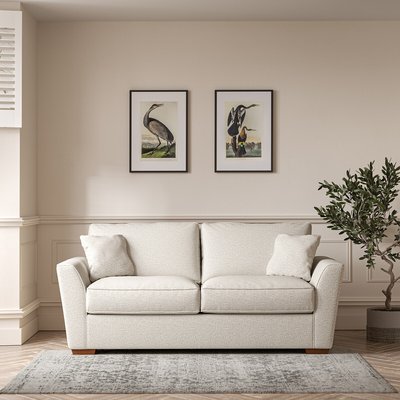 Florence Woven 3 Seater Sofa with Dark Brown Wood Legs SO'HOME