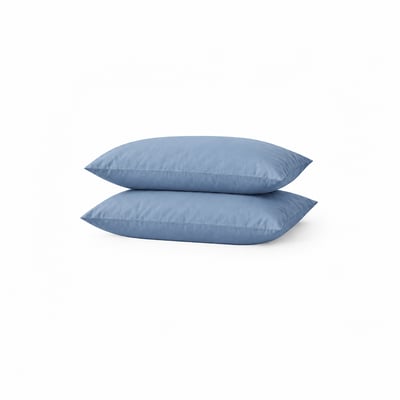 Lot de 2 taies d’oreiller unies en percale de coton bio, LES ESSENTIELS A DEMAIN