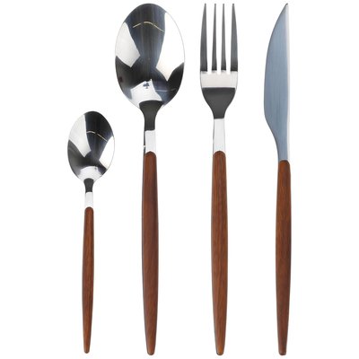 Couverts de table en acier inoxydable et ABS bois 16 pièces WADIGA