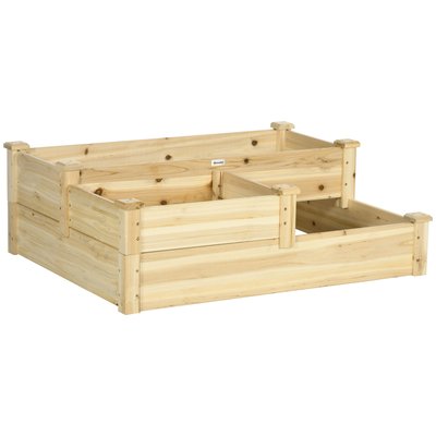 Carré potager en escalier 3 niveaux 108 x 88 x 36 cm bois naturel OUTSUNNY