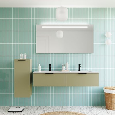 Ensemble double vasque 2 tiroirs + miroir - SOHO HOMIFAB