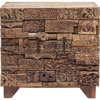 Buffet 2 portes en manguier sculpté, SHANTI PUZZLE SURPRISE KARE DESIGN