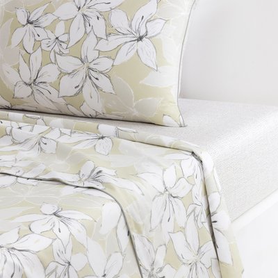 Drap plat en satin de coton vert, JADEITE BLOOM BOSS HOME