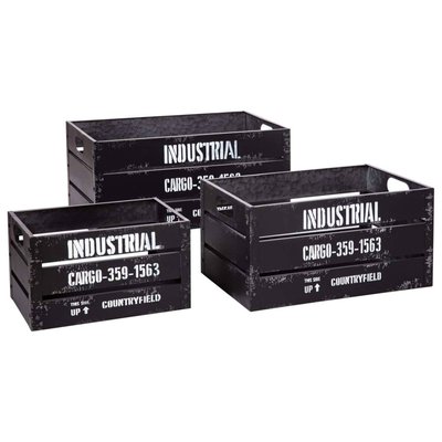 Lot de 3 cagettes de rangement encastrables en métal - Noir TOILINUX