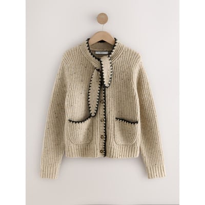 Cardigan avec col noué et points contrastés NEXT