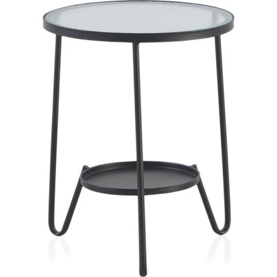 Table d appoint en métal  avec plateau en verre rayé RECOLLECTION