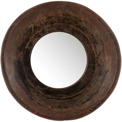 Miroir rond en bois recyclé, Lambasa JOLIPA