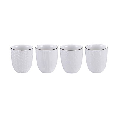 4 Verres À Thé Nippon White Porcelaine Blanc Et Or 200 Ml TOKYO DESIGN STUDIO