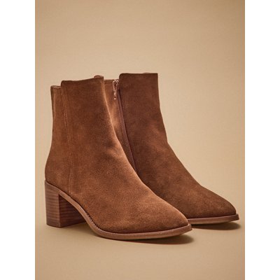 Boots croûte de cuir talon carré CYRILLUS