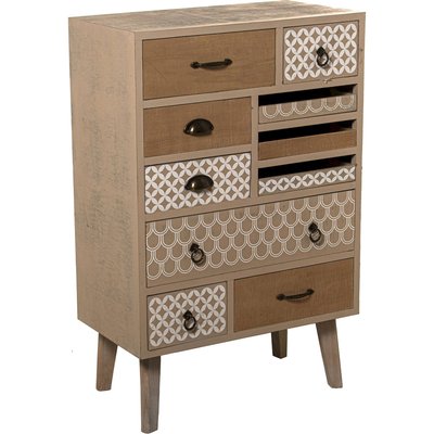 Commode en bois, 7 tiroirs design unique RECOLLECTION