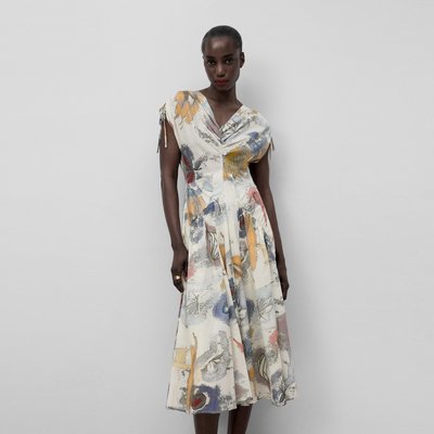 Robe imprimée à fronces ADOLFO DOMINGUEZ