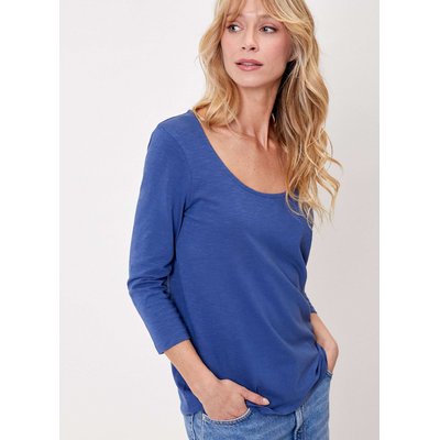 T-shirt uni coton flammé bio uni manches 3/4 BIANCA LA FIANCÉE