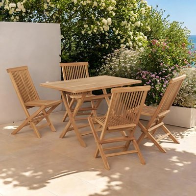 Ensemble table et 4 chaises de jardin en teck Harry WANDA COLLECTION